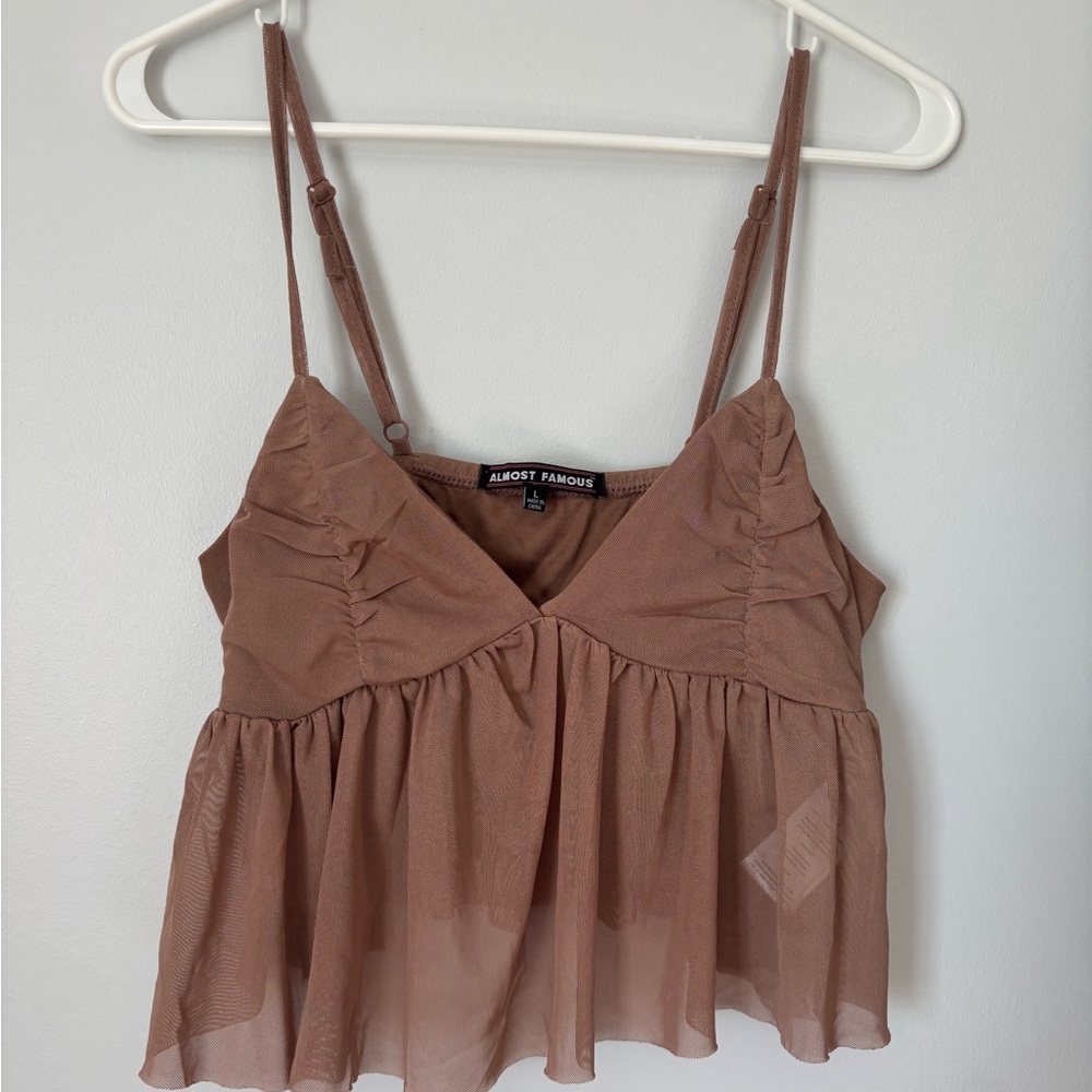 Almost Famous Brown Sheer Top